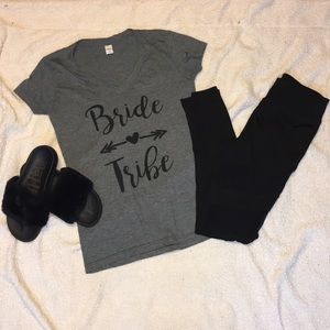 Heater grey bride tribe v-neck